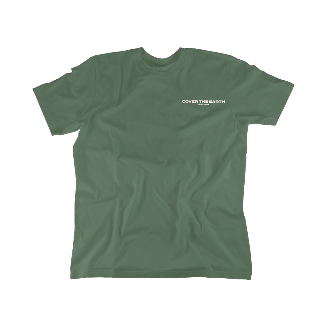 COVER THE EARTH olive green T-Shirt sand puff logo