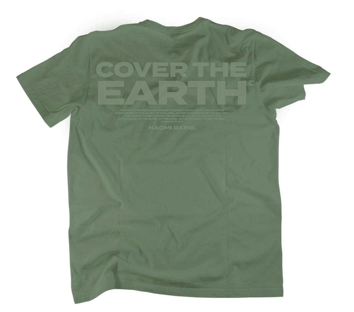 COVER THE EARTH monochrome olive T-Shirt and puff logo